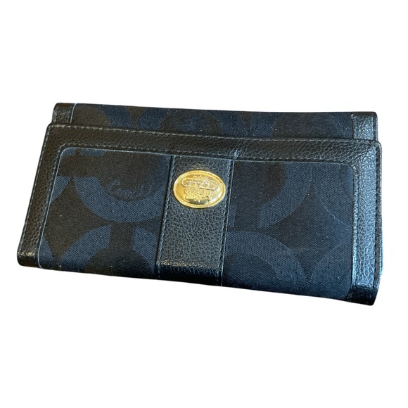 Coach Black and Gold Credit Card & Checkbook Wallet - Picture 2 of 3